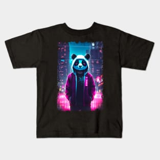 Panda neon city Kids T-Shirt